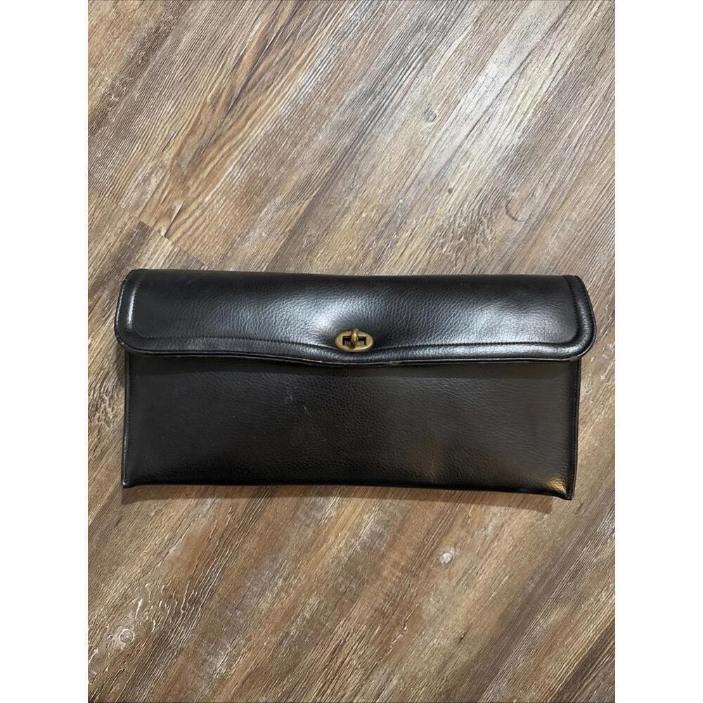 Theodor California Vintage Black Leather‎ Luxury Minimalist Handbag Purse Clutch